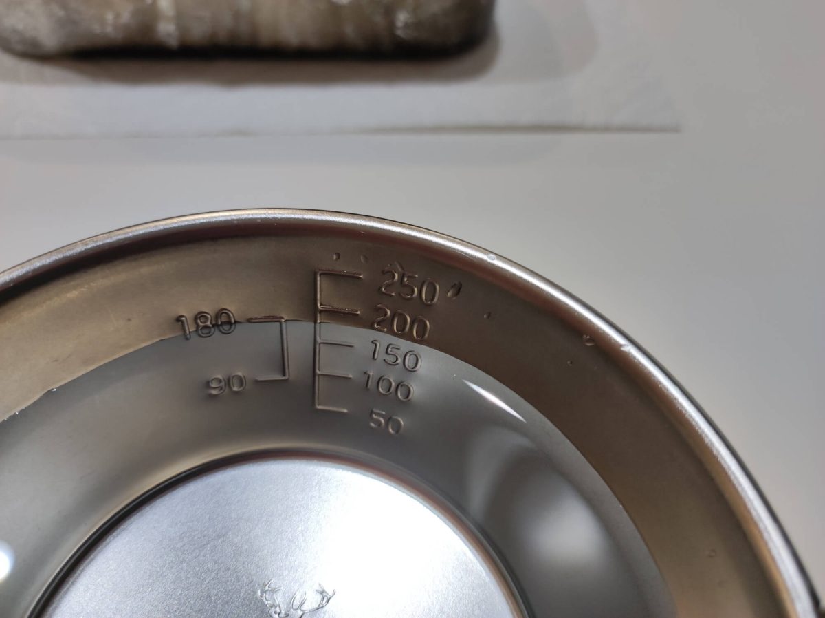 シェラカップで180ml計る